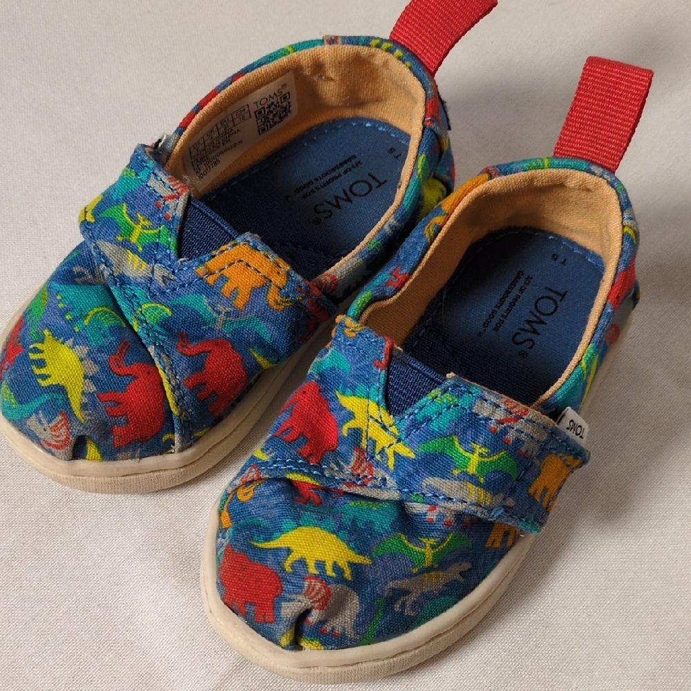 Toms Blue Dinosaur Shoes Toddler Size 5